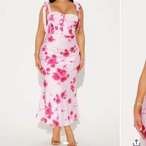 Chic Pink Floral Midi Dress